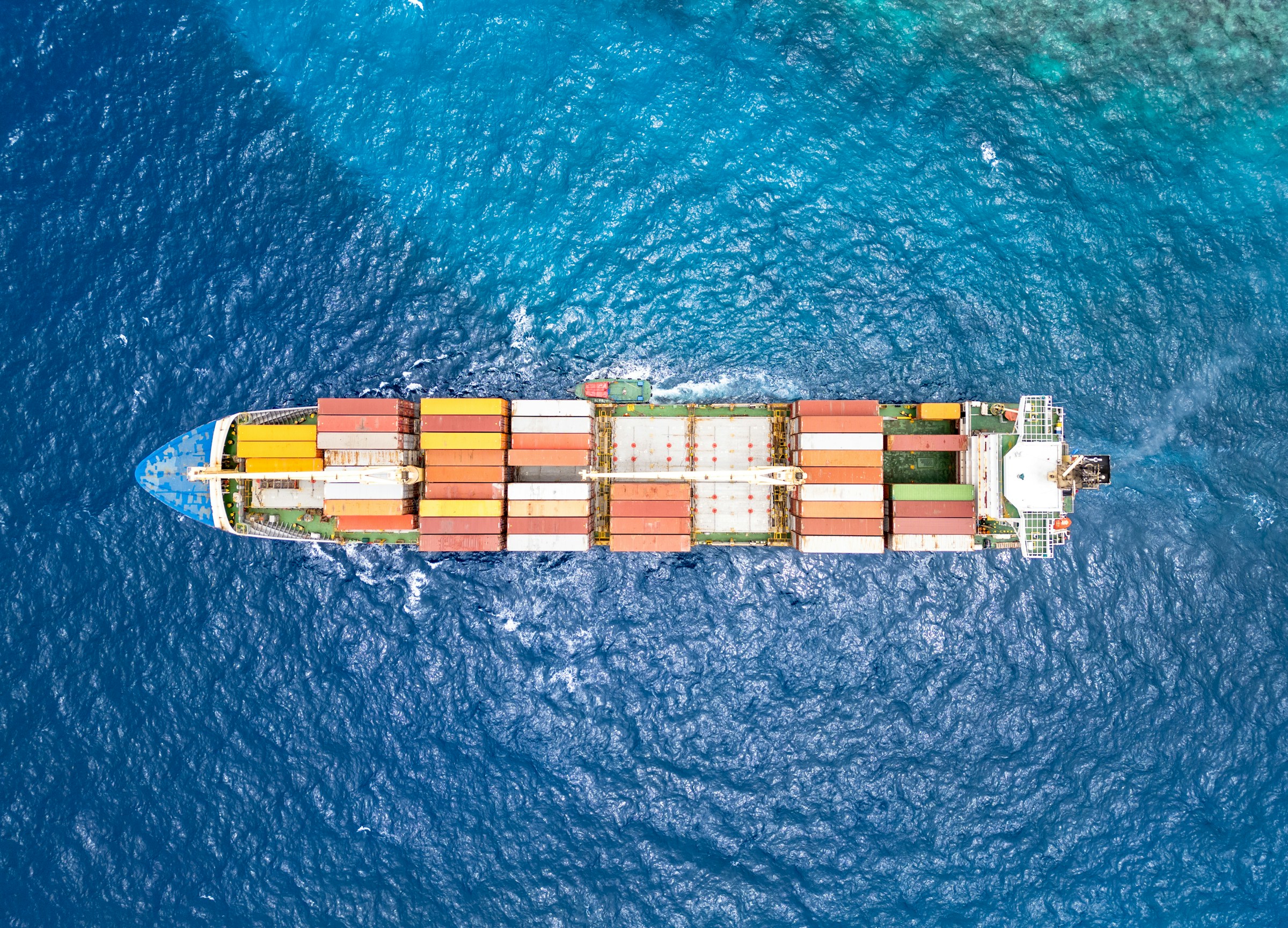 Cargo ship underway at sea